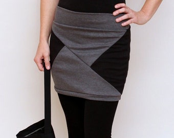 asymetric skirt grey black miniskirt mini leggings