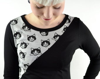 Ladies Longsleeve Cat black grey