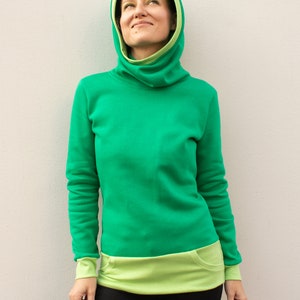 Hooded sweatshirt green women cotton image 7