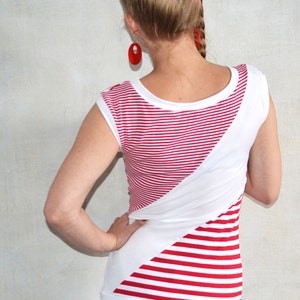 asymetric striped shirt top red white jersey woman women clothes clothing streetwear Berlin outfit shirts tops image 4