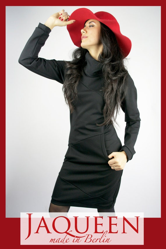 Black Streetwear Dress Women Collar Dress Asymetrical Etsy