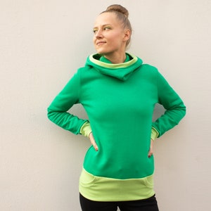 Hooded sweatshirt green women cotton image 2