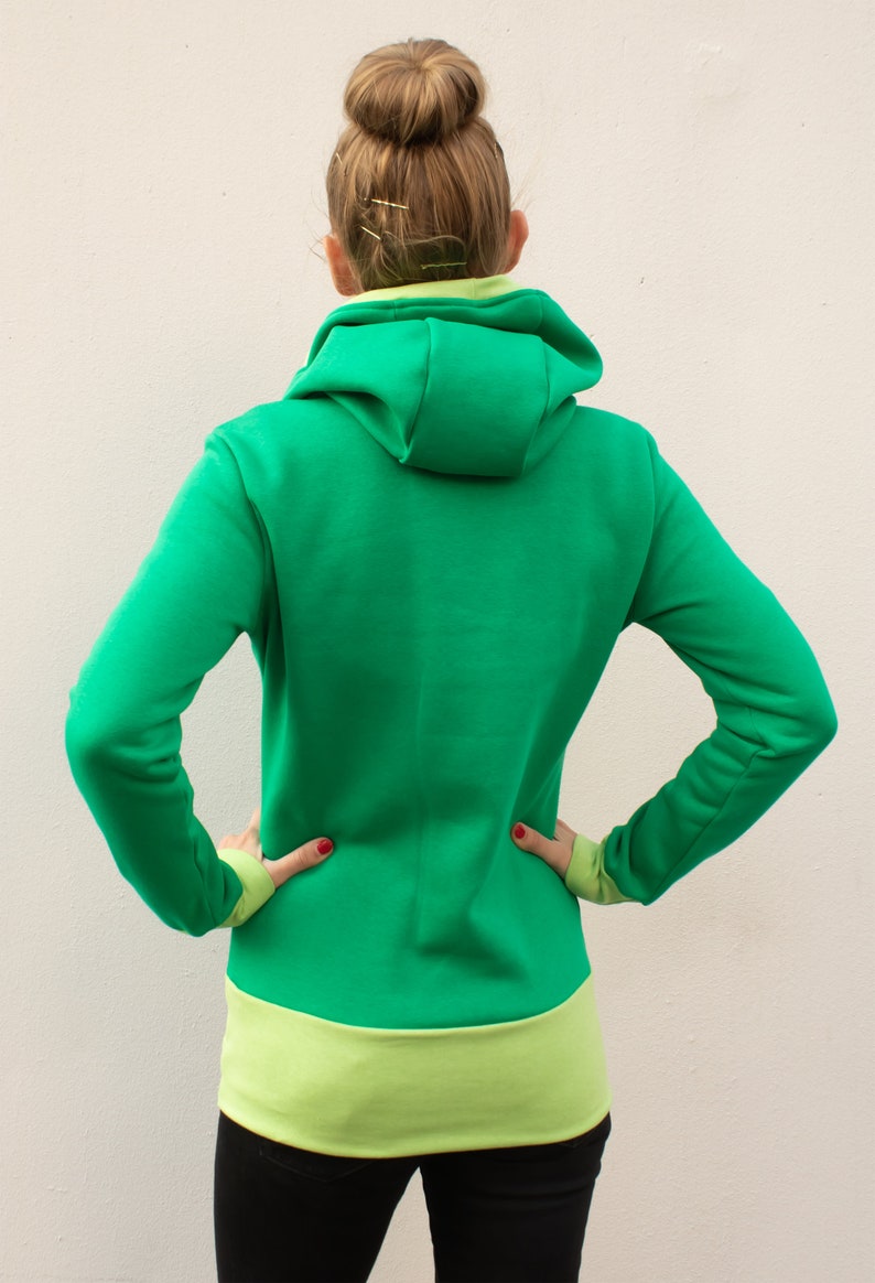 Hooded sweatshirt green women cotton image 9