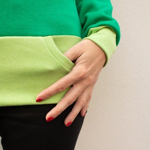 Sweat à capuche vert femme coton image 4