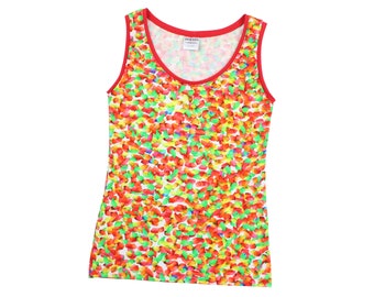 Ladies Top Confetti Undershirt colorful patterned, colorful pattern, summer tops, handmade