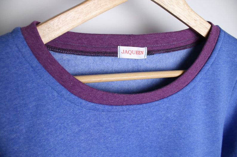 sweatshirt woman women sweater aubergine blue size S fair fashion longsleeve fashion handmade Berlin slowfashion longarmed shirt