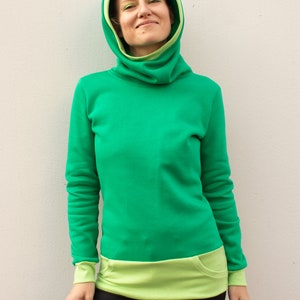 Hooded sweatshirt green women cotton image 6