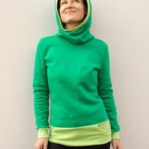 Hooded sweatshirt green women cotton image 8