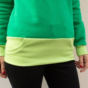 Hooded sweatshirt green women cotton image 5