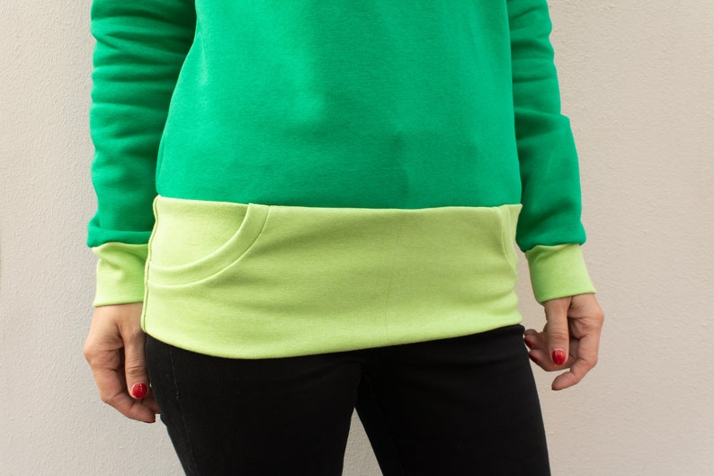 Sweat à capuche vert femme coton image 5