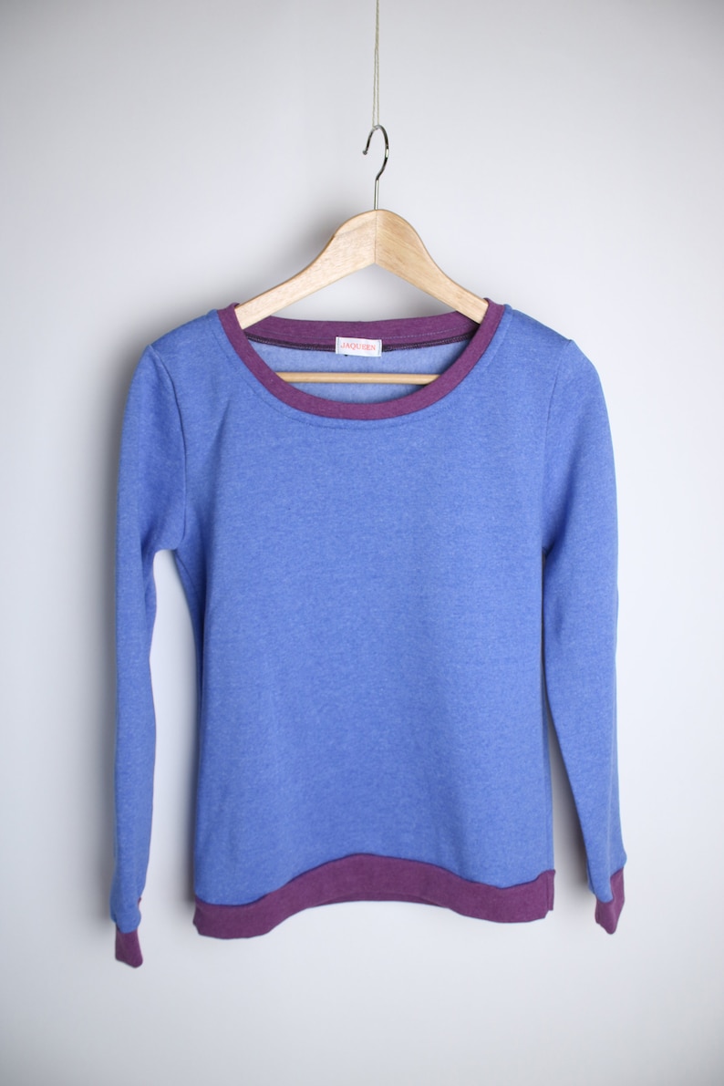 sweatshirt woman women sweater aubergine blue size S fair fashion longsleeve fashion handmade Berlin slowfashion longarmed shirt