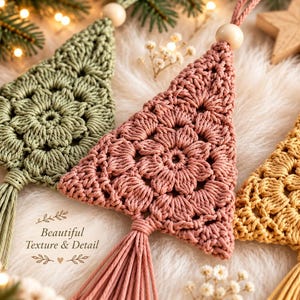 Boho Christmas Tree Crochet Ornament Pattern, Granny Triangle Decor (PDF Download)