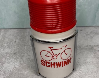 Vintage RED Schwinn insulated Bicycle Water Bottle with cage holder canteen original caps