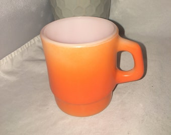 Vintage anchor hocking mug coffee Orange 8-10 oz D handle