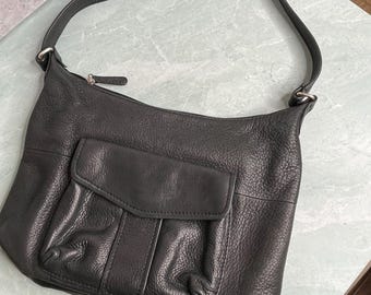 Vintage Fossil Black Premium Pebbled soft Leather Shoulder Bag 75082