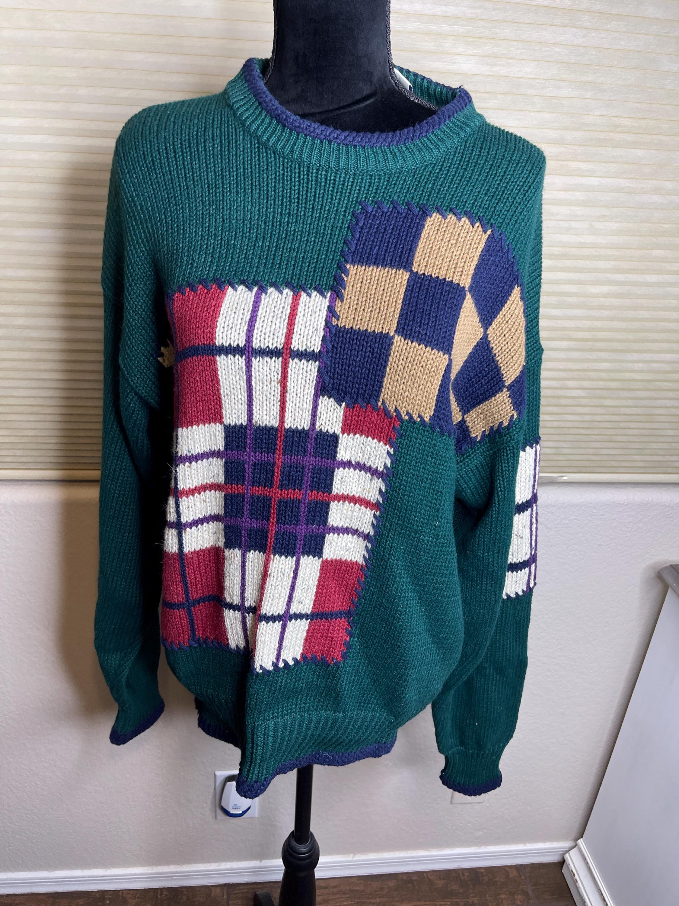 Vintage Van Heusen 417 Men's Knit geometric pullover sweater mens Medium