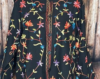 Vintage 90s BFA Classics Embroidered Blazer jacket Size PL Petite large floral