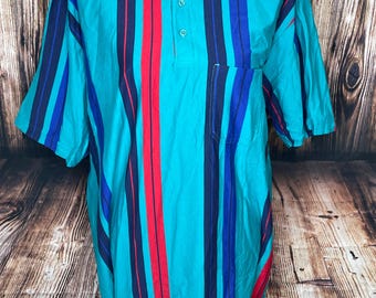 Vintage Par Four Vertical striped Golfer golf polo shirt Size large Regular