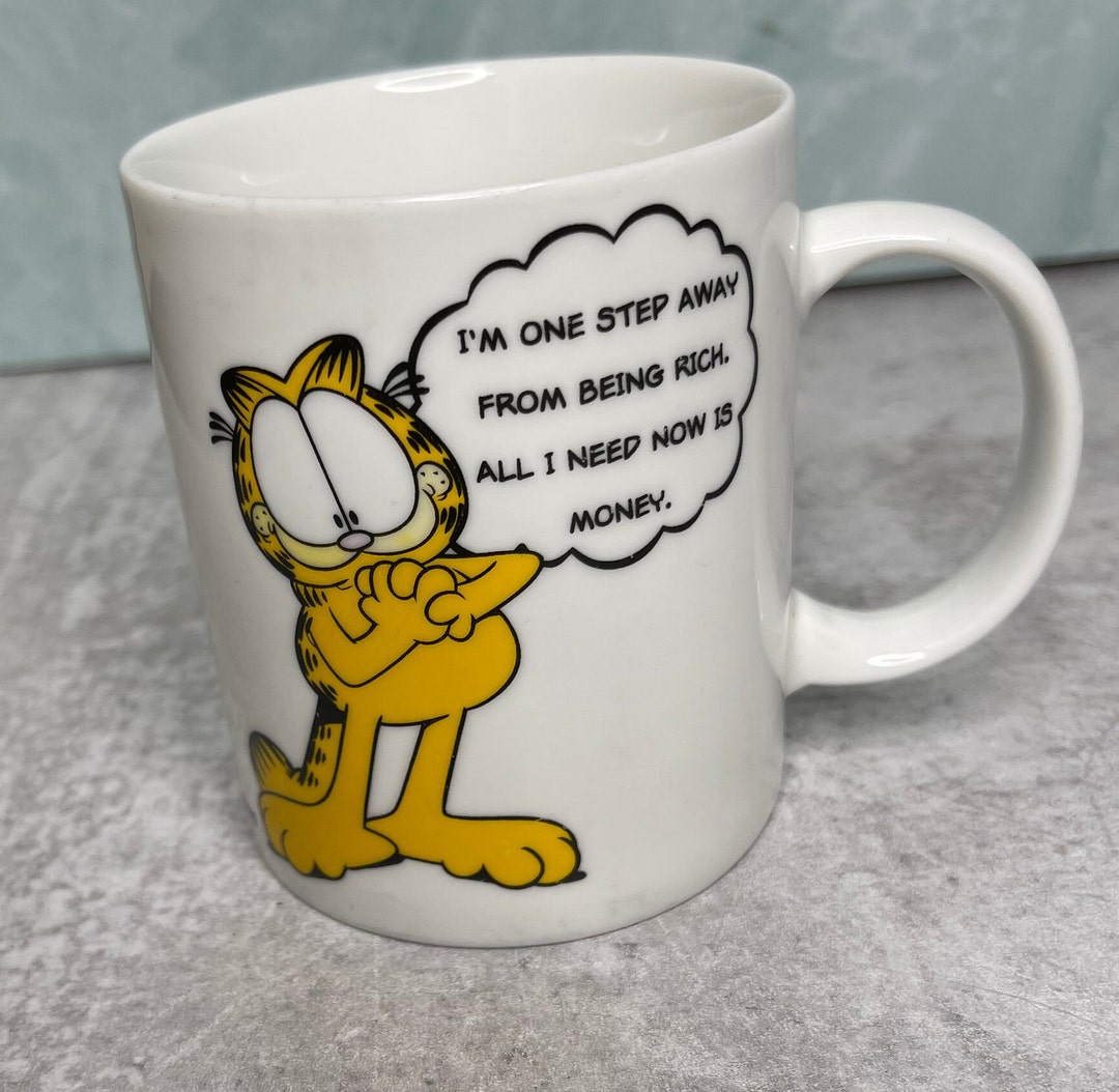 Vintage 1980s Garfield Coffee Mug Handmade Ceramic 12 Oz Aramco Money ...