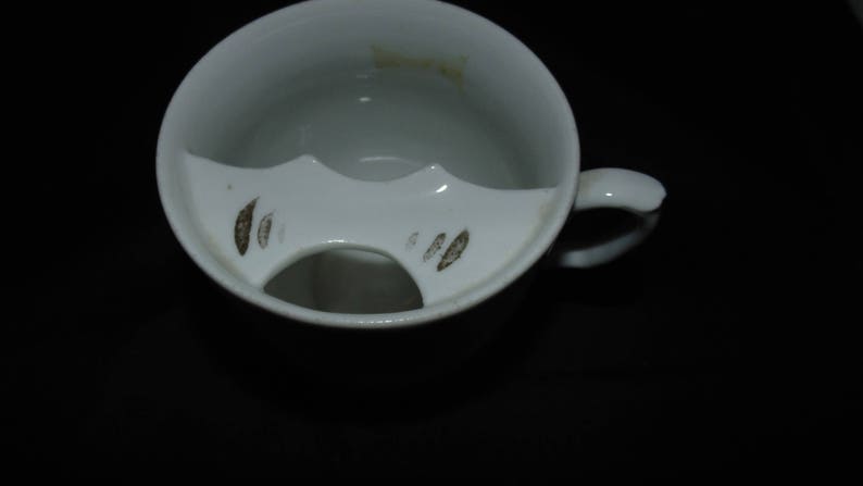 Vintage Antique Shaving Mustache Mug Barber Forget me not Numbered Floral Flowers Gold Gilt