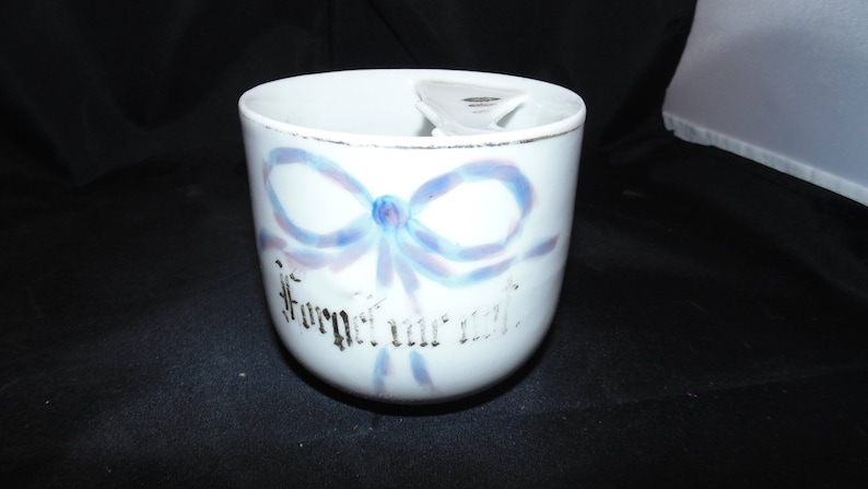 Vintage Antique Shaving Mustache Mug Barber Forget me not Numbered Floral Flowers Gold Gilt