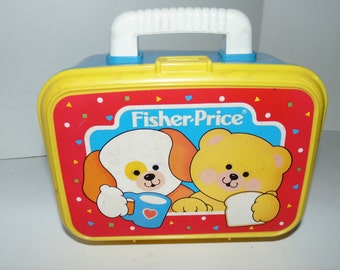 Vintage Vtg Fisher Price Shape Sorter Play Food Lunch Box toy sandwich #1054