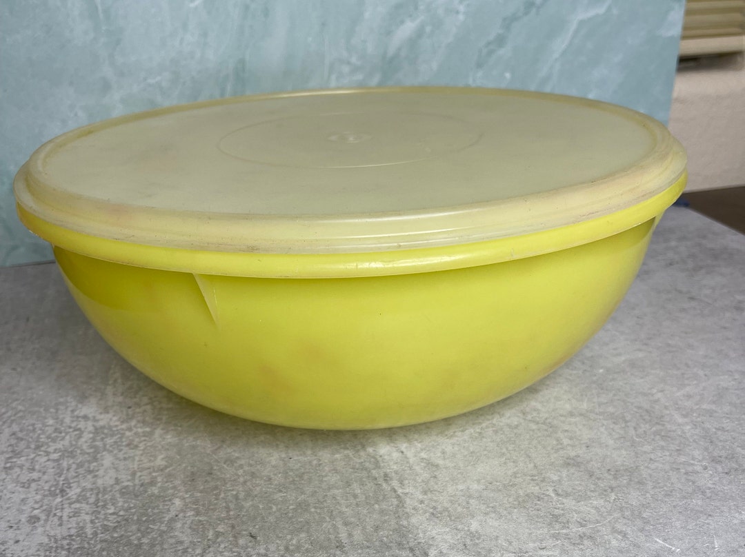 Vintage Tupperware HUGE Large Yellow Bowl W/lid 13 Fix N Etsy
