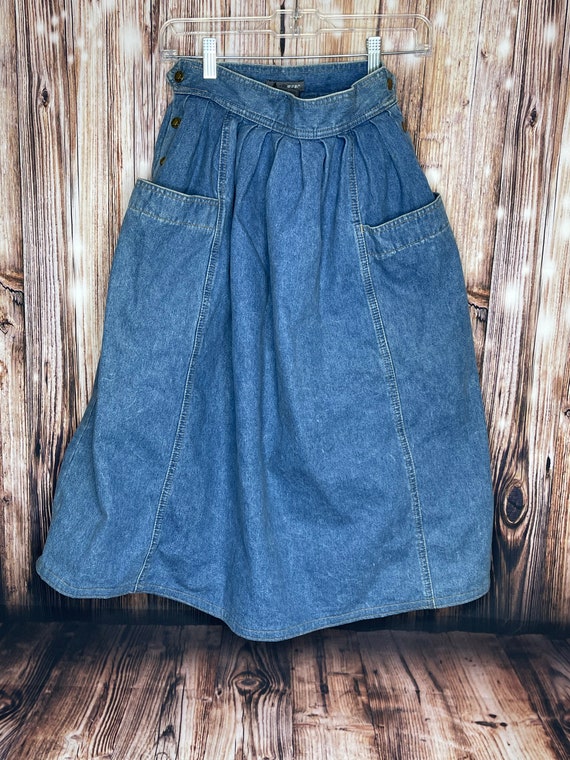 Vintage Liz Wear heavy denim midi skirt Size 6 sid