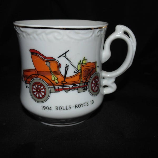 Vintage Antique 1904 Rolls Royce 10 Shaving Mustache Mug Barber Porcelain Gold Gilt
