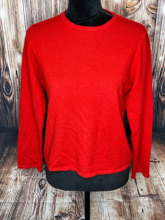 Vintage Queen of Scots red Cashmere sweater Size M
