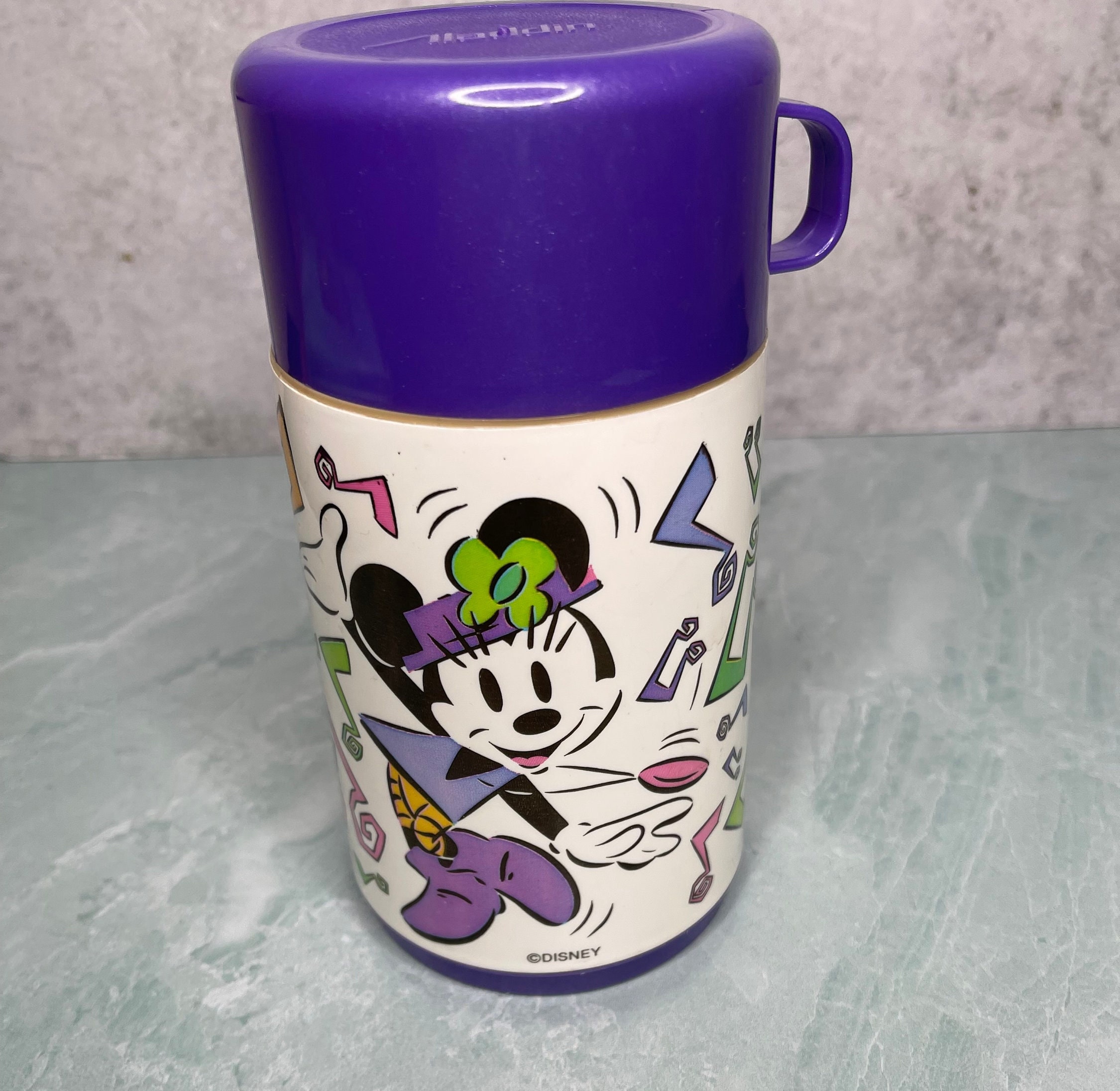 Walt Disney World Vintage Aladdin Thermos Minnie N Me Mouse Replacement  Blue Lid