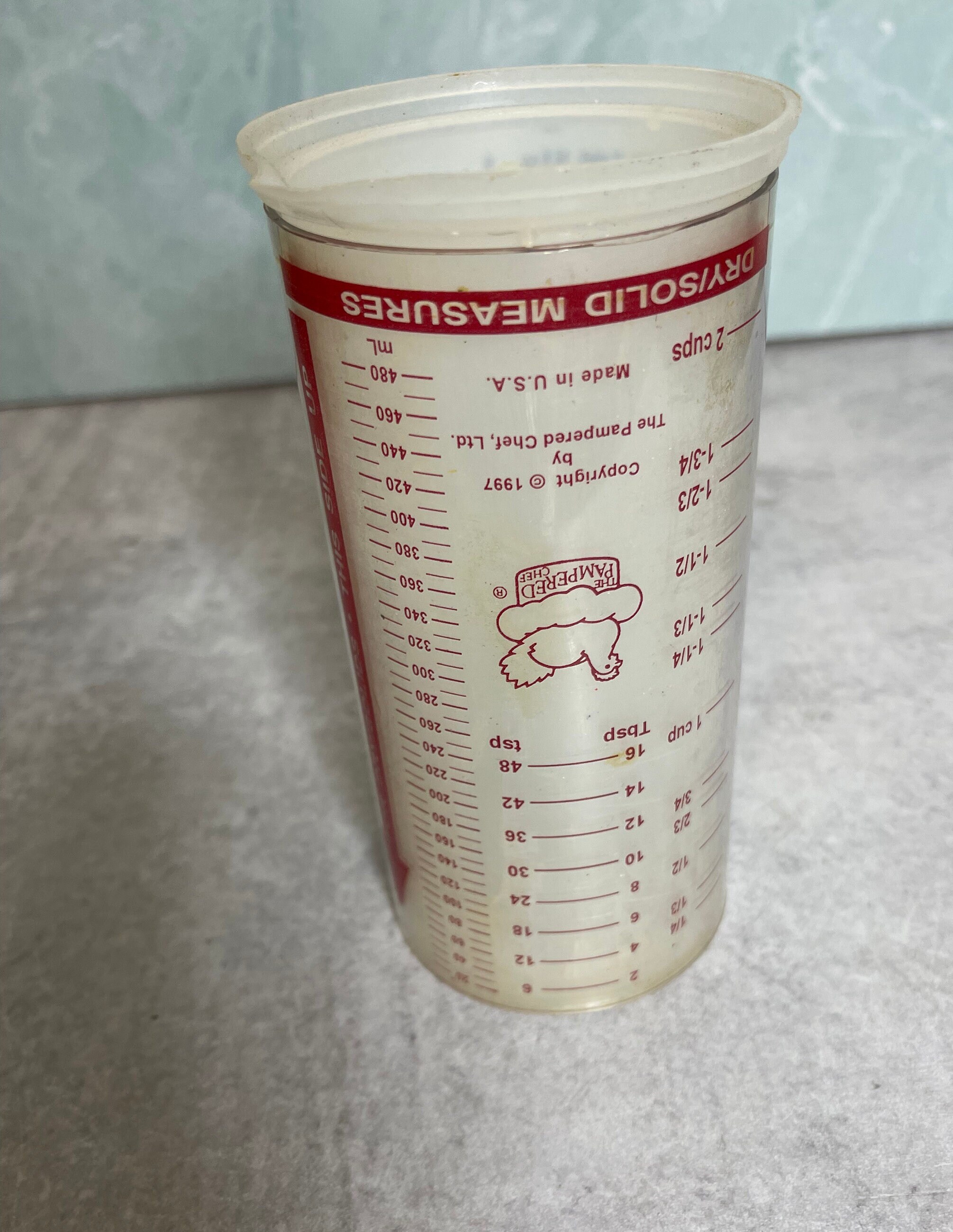 Vintage 1997 Pampered Chef Wet Solids & Dry All in One Measuring Cup 