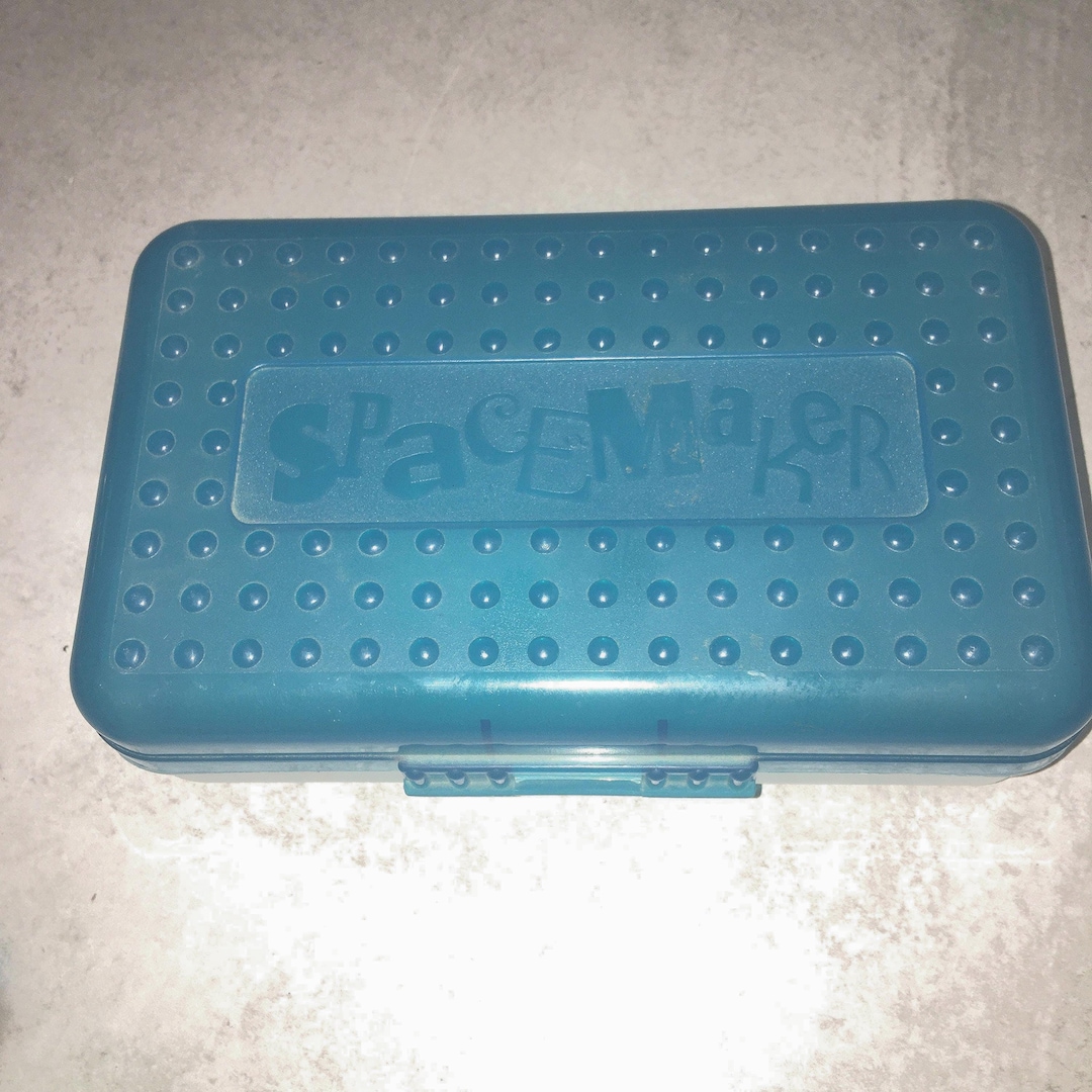 Vintage Spacemaker School Box Pencil Arts Crafts 1990s Light Blue 8
