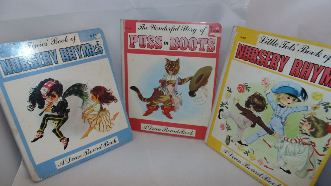 Rare Vintage 3 Book Set Dean BOARD Books Puss in Boots Nursery Rhymes