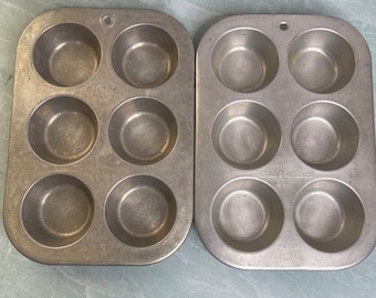 Two Vintage muffinaire Muffin Cupcake Pans Aluminum USA