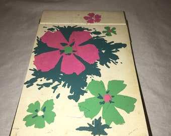 Vintage 1950’s Park Sherman Brass Floral Habiscus Desktop Notepad Memo Pad Holder