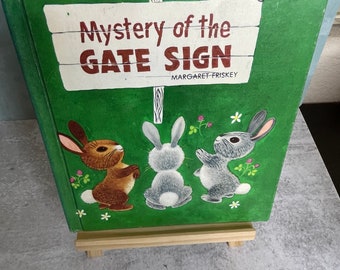 Vintage 1958 Mystery of the Gate sign Margaret Friskey Hardcover book Bunny rabbit