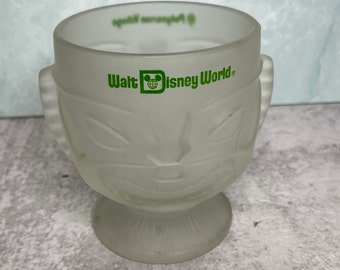 Vintage 1970s Walt Disney World Polynesian Village Frosted Glass Tiki Mug Cup