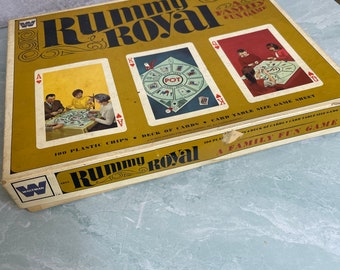 Vintage 1965 Rummy Royal Board Game Western Publishing Whitman family fun game with poker chips READ