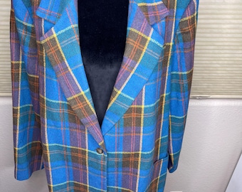 Vintage Modern Essentials Plaid Blazer jacket Plus size 2X Polyester wool USA