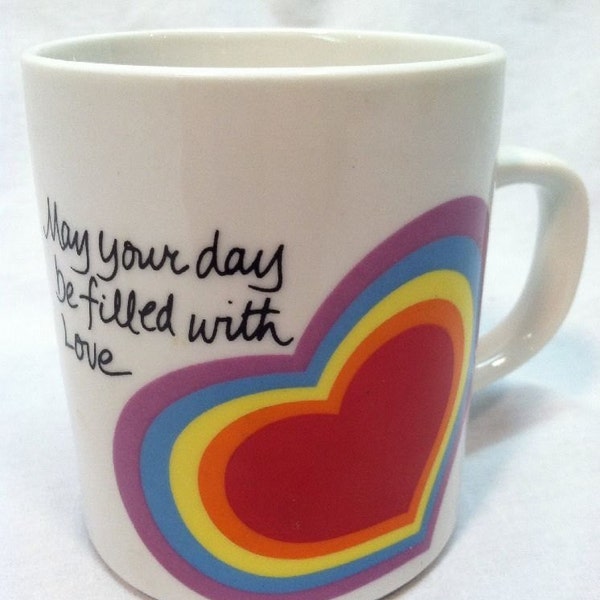 Vintage Avon Love Mug Rainbow Coffee Mug Hearts Avon Easter 1983 May Your Day Be Filled With Love
