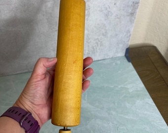 Vintage 70's EKCO Wooden Rolling Pin Wood Handles Made In USA Rustic Kitchenware