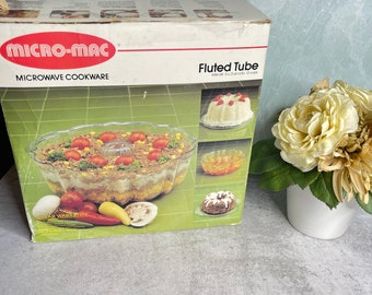 Vintage Micro-Mac Microwave Cookware fluted Tube pan 3 qt 12 cups in box cake casserole pasta