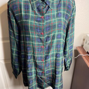 Vintage Pendleton Silk Plaid Shirt top button down Womens size 14