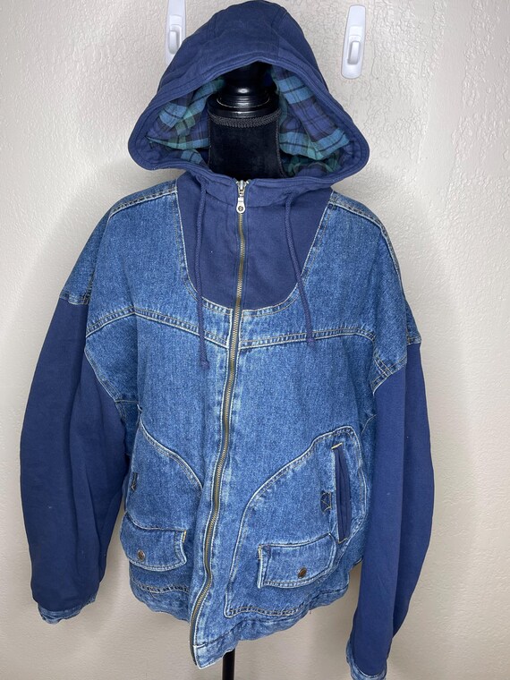 Vtg Faded Glory Denim Jacket Blue Mens XL Quilt Lined Trucker Bomber Streetwear