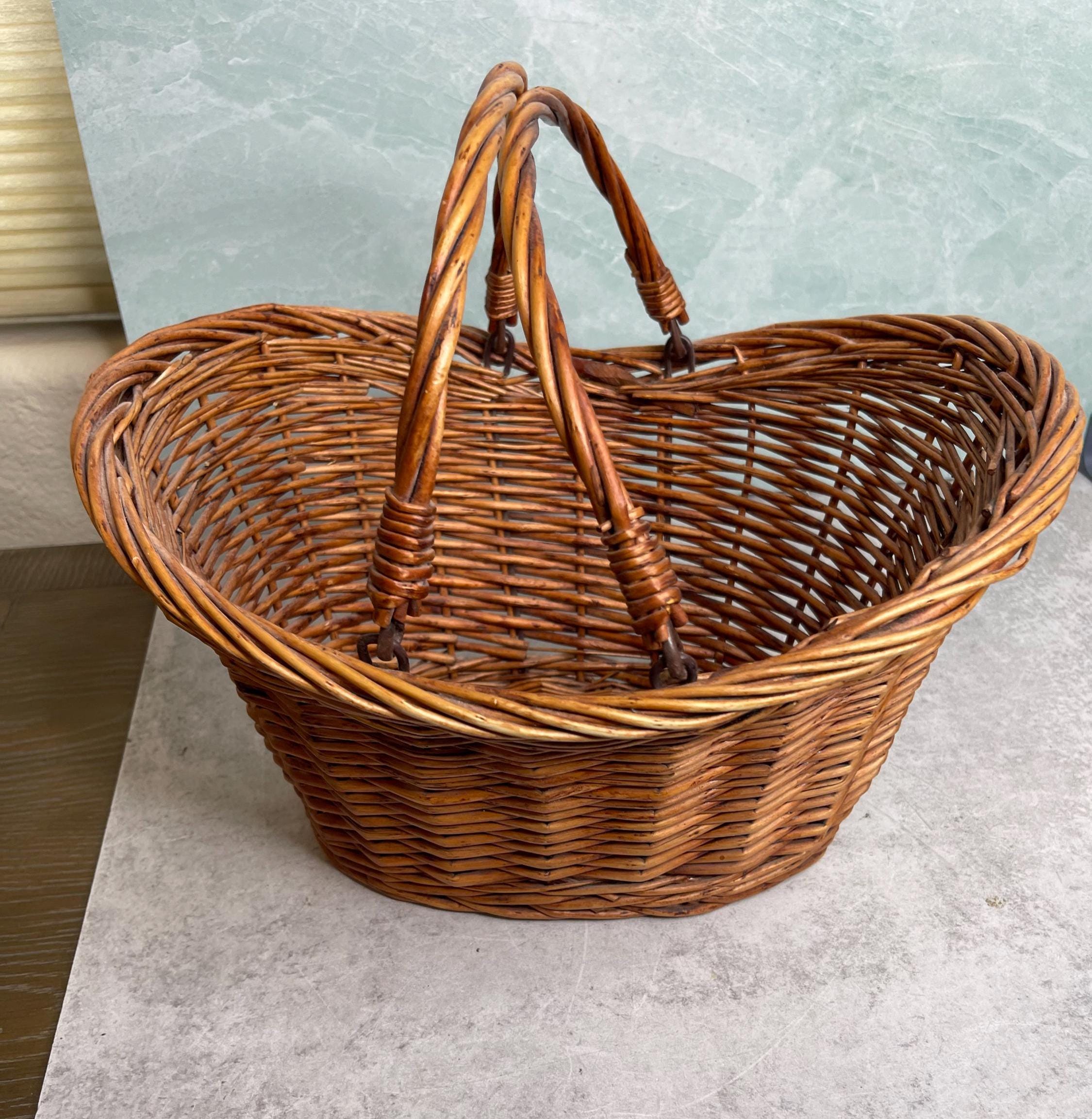 Double Handle Antique Basket - Etsy