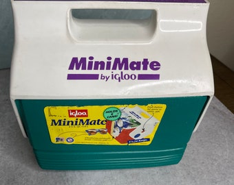 Vintage 1996 MiniMate By Igloo Made In USA Retro purple Teal 4qt insulated holds 6 cans