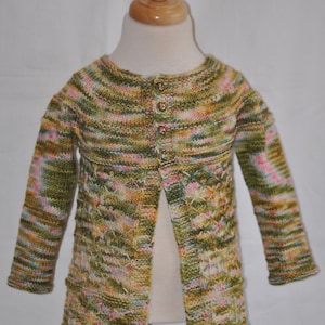 Hand Knit Merino Wool Cardigan - Spring Colors 3T-4T
