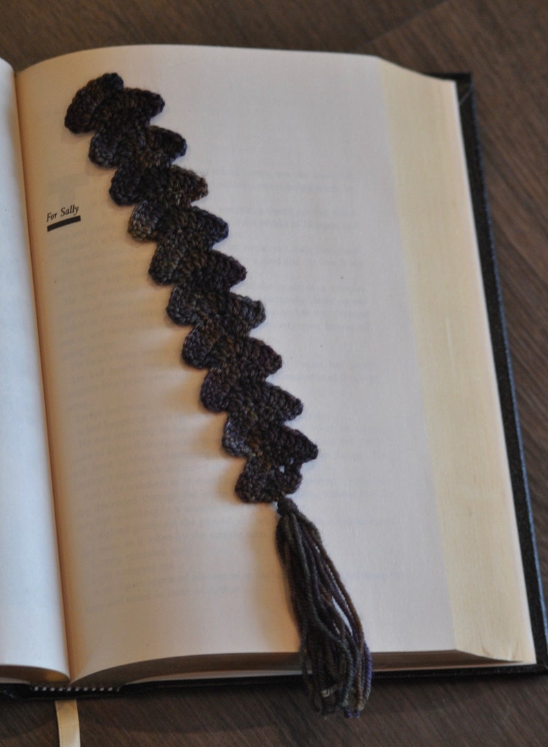 Hand Crocheted Fan Bookmark With Tassel Blue/green/purple Etsy