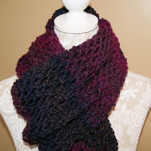 Shoulder Wrap Hand Knit, Open Weave Airy Style Neck Warmer, Jewel Tone Colored Scarf